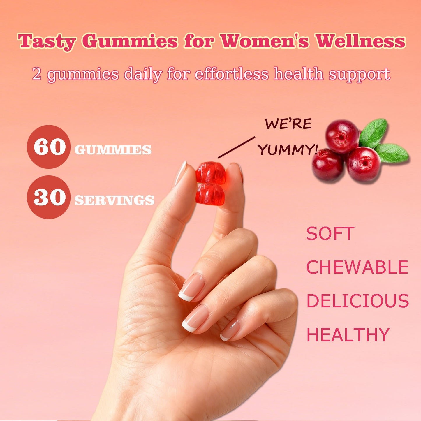 Cranberry Probiotic Gummies Targets Body Odor, Women's Health, And PH Balance Vegan 60 Gummies Per Pack - Healing Shop