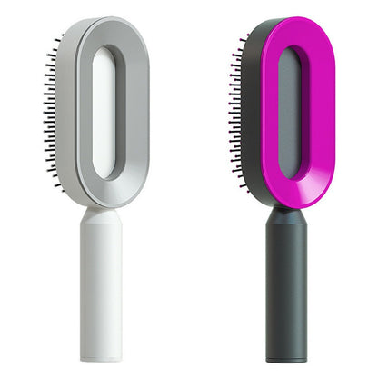 Self Cleaning Hair Brush For Women One-key Cleaning Hair Loss Airbag Massage Scalp Comb Anti-Static Hairbrush - Healing Shop