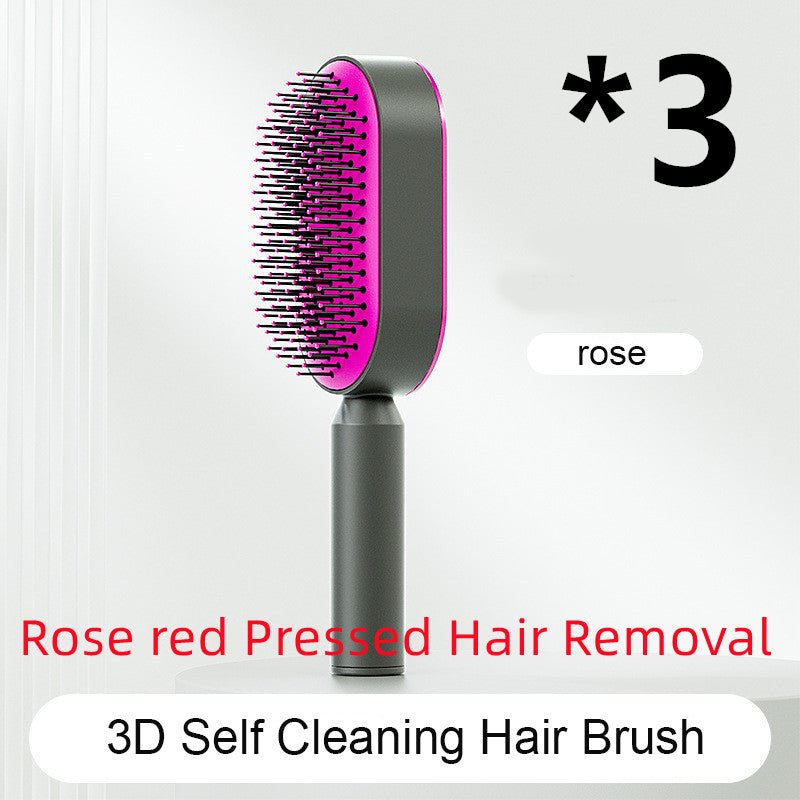 Self Cleaning Hair Brush For Women One-key Cleaning Hair Loss Airbag Massage Scalp Comb Anti-Static Hairbrush - Healing Shop