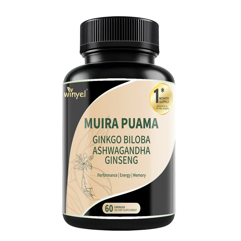 Muira Puama Ginseng Ashwagandha Ginkgo Tribulus Herbal Supplements Unleash Your Potential Through Our Pills Dietary Supplements, Help Promote An Active And Healthy Lifestyle 60 Capsules - Healing Shop