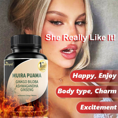 Muira Puama Ginseng Ashwagandha Ginkgo Tribulus Herbal Supplements Unleash Your Potential Through Our Pills Dietary Supplements, Help Promote An Active And Healthy Lifestyle 60 Capsules - Healing Shop