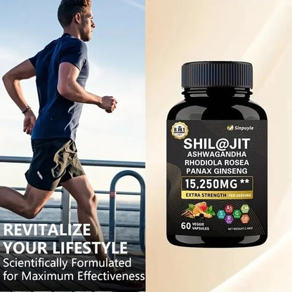 15-in-1 Sea Moss & 8-in-1 Shilajit Ashwagandha Supplement Bundle Energy Mood Support 60 Capsules Each - Healing Shop