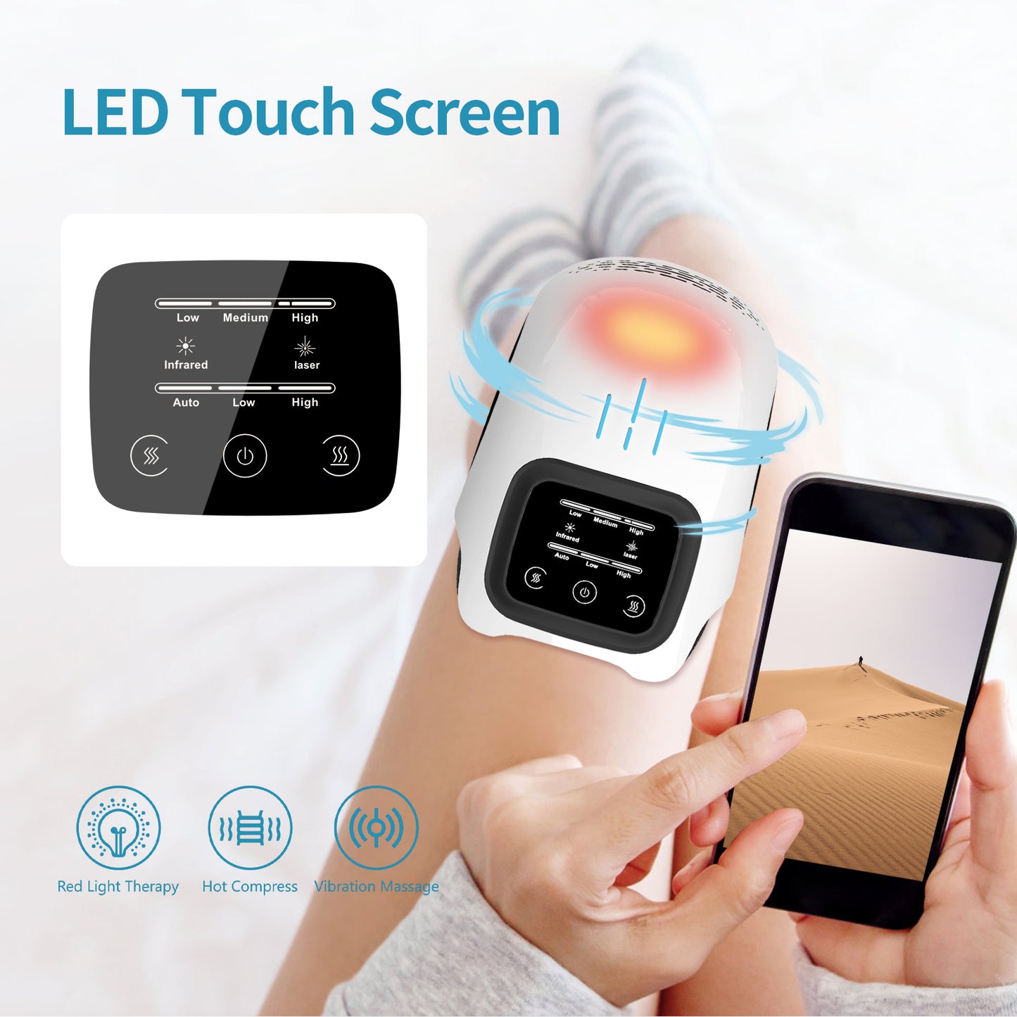 Intelligent Home Use Electric Intelligent Kneading Heating Knee Massager Rechargeable Pain Relief Infrared Laser Vibration Knee Massager - Healing Shop