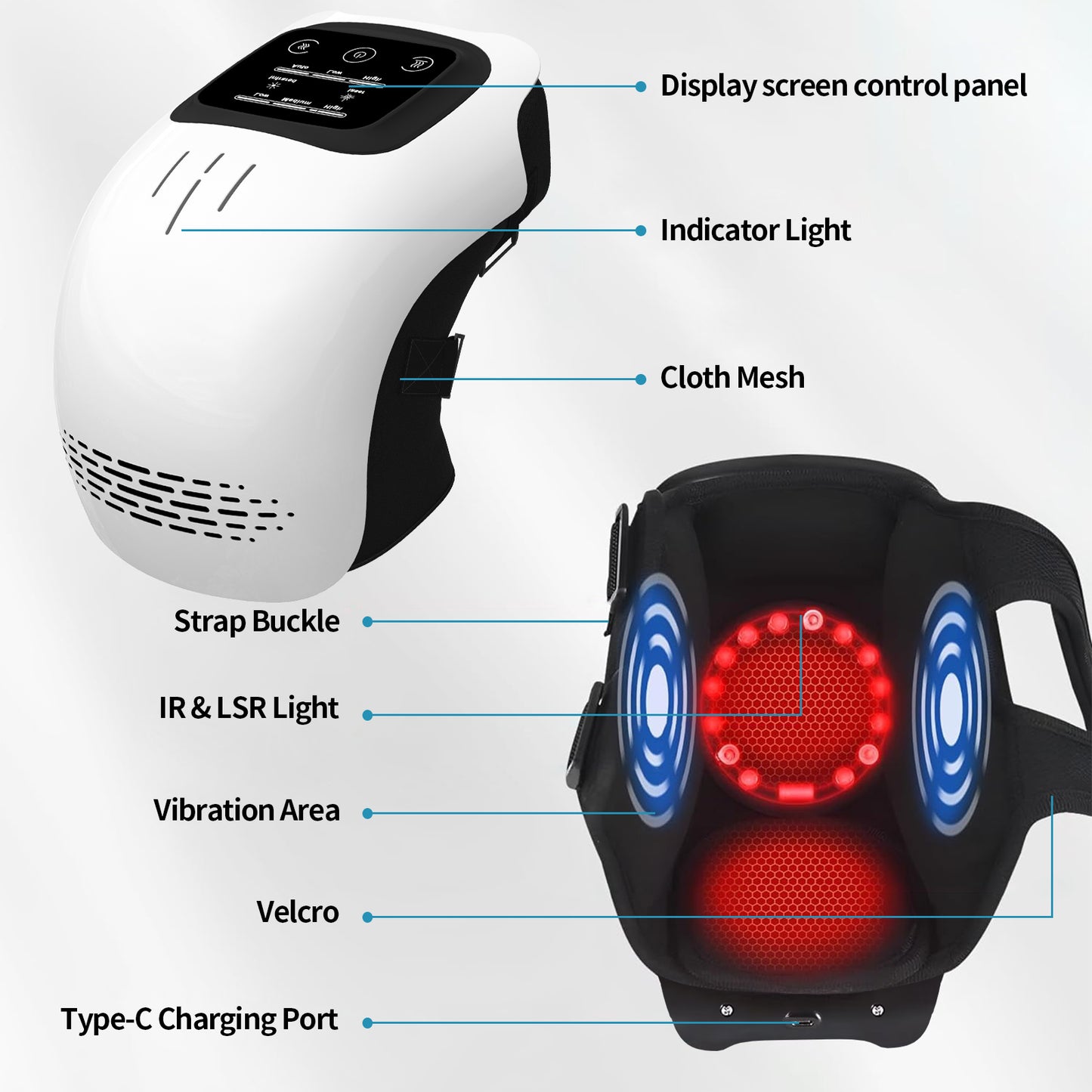Intelligent Home Use Electric Intelligent Kneading Heating Knee Massager Rechargeable Pain Relief Infrared Laser Vibration Knee Massager - Healing Shop