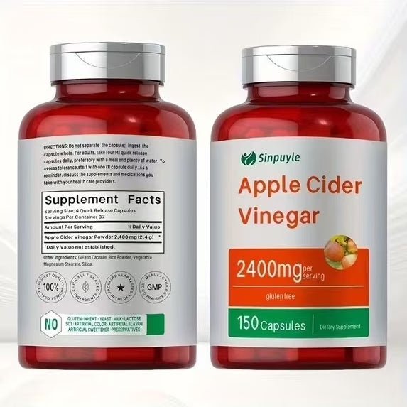 Apple Cider Vinegar Capsules 2400mg - 150 Capsules, Gluten-Free, Digestion & Weight Management Support - Healing Shop