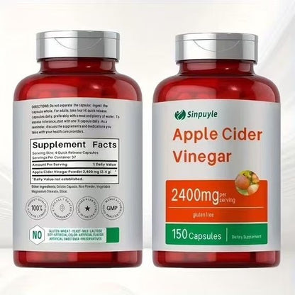 Apple Cider Vinegar Capsules 2400mg - 150 Capsules, Gluten-Free, Digestion & Weight Management Support - Healing Shop
