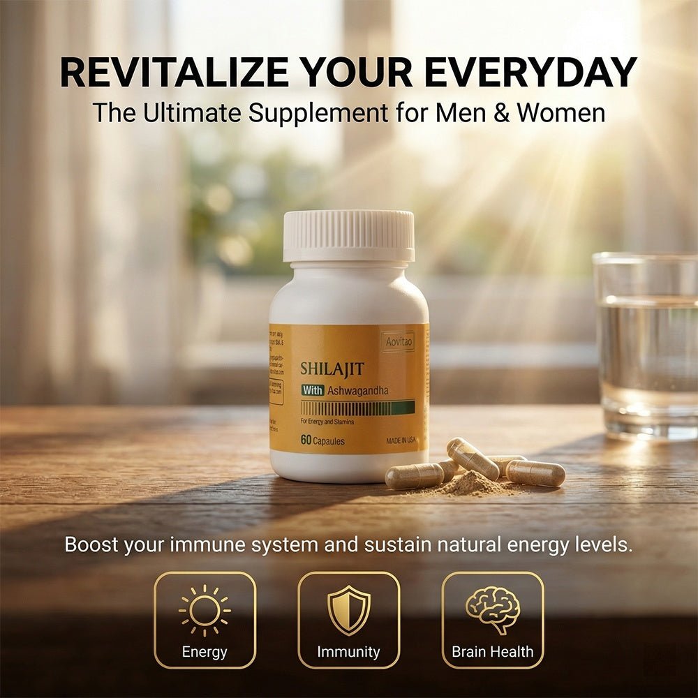 Shilajit Extract 550mg With Ashwagandha For Men And Women Energy, Stamina & Vitality Support And More, 60 Capsules - Healing Shop