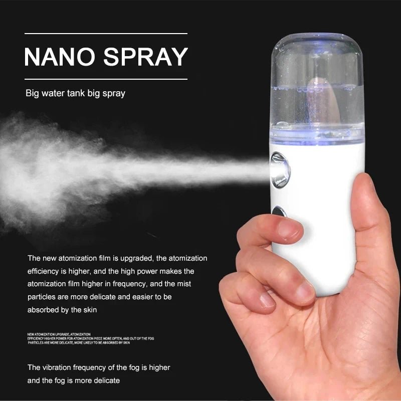 Portable Nano Mist Facial Steamer, USB Rechargeable Moisturizing Sprayer Humidifier, Deep Hydration Skin Care for Home Travel - Healing Shop