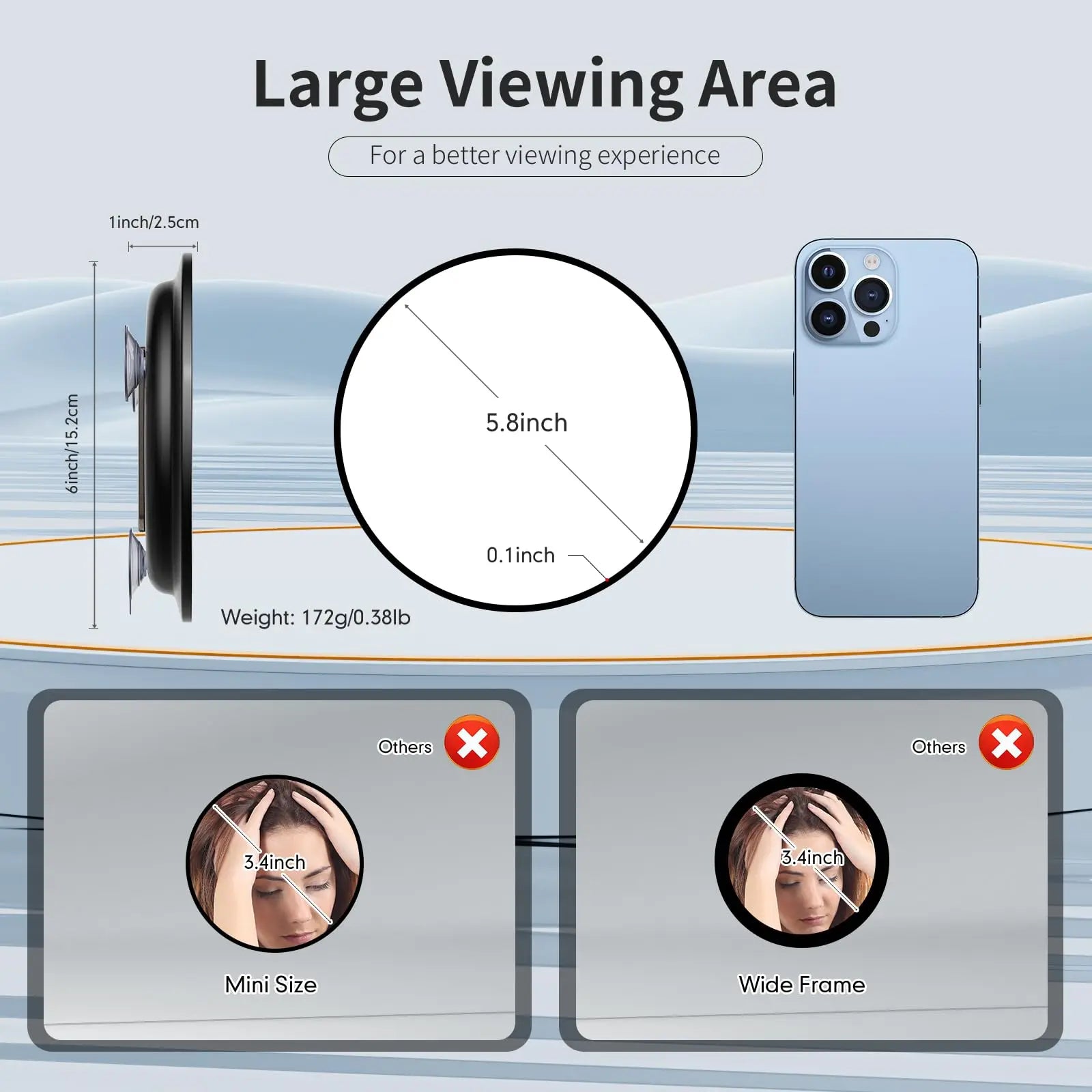 Travel Magnifying Mirror 20x Large 6” Diameter Makeup Mirror with Magnification 20x, Portable Handheld Close Up Magnified Mirror - Healing Shop