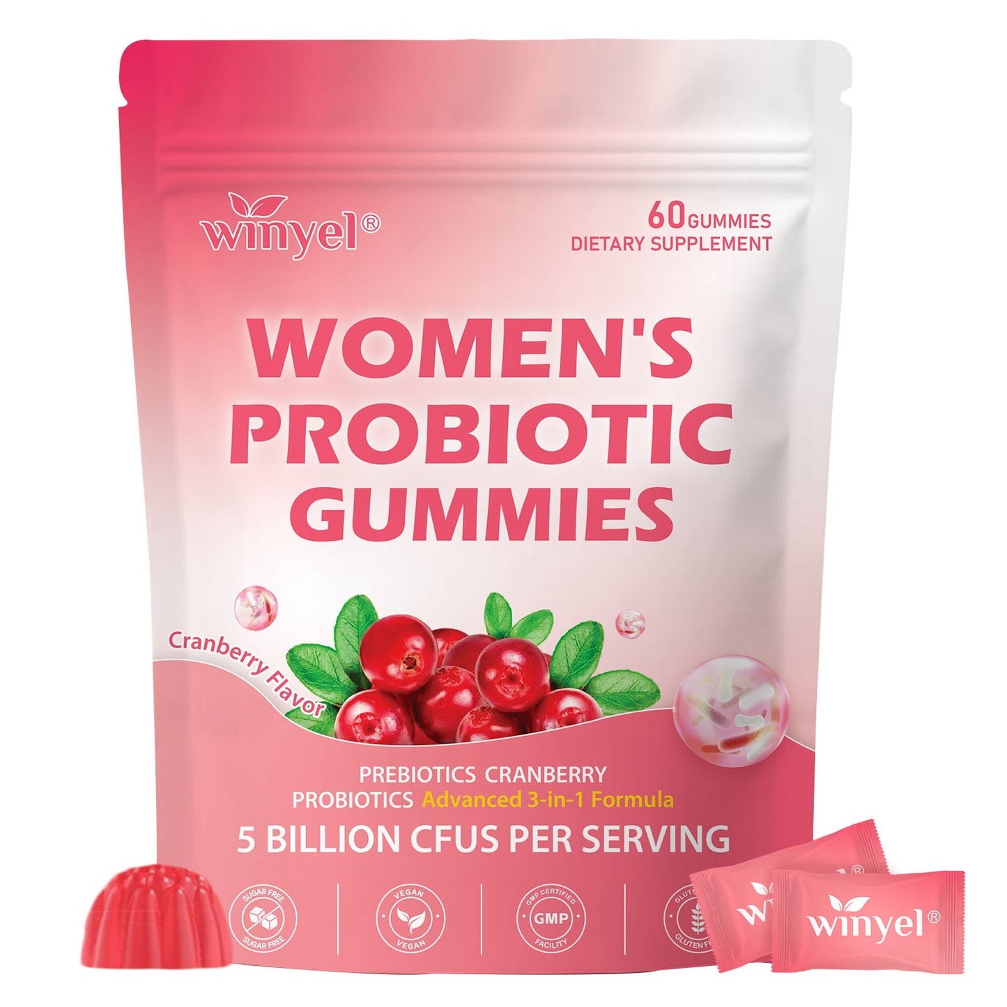 Cranberry Probiotic Gummies Targets Body Odor, Women's Health, And PH Balance Vegan 60 Gummies Per Pack - Healing Shop