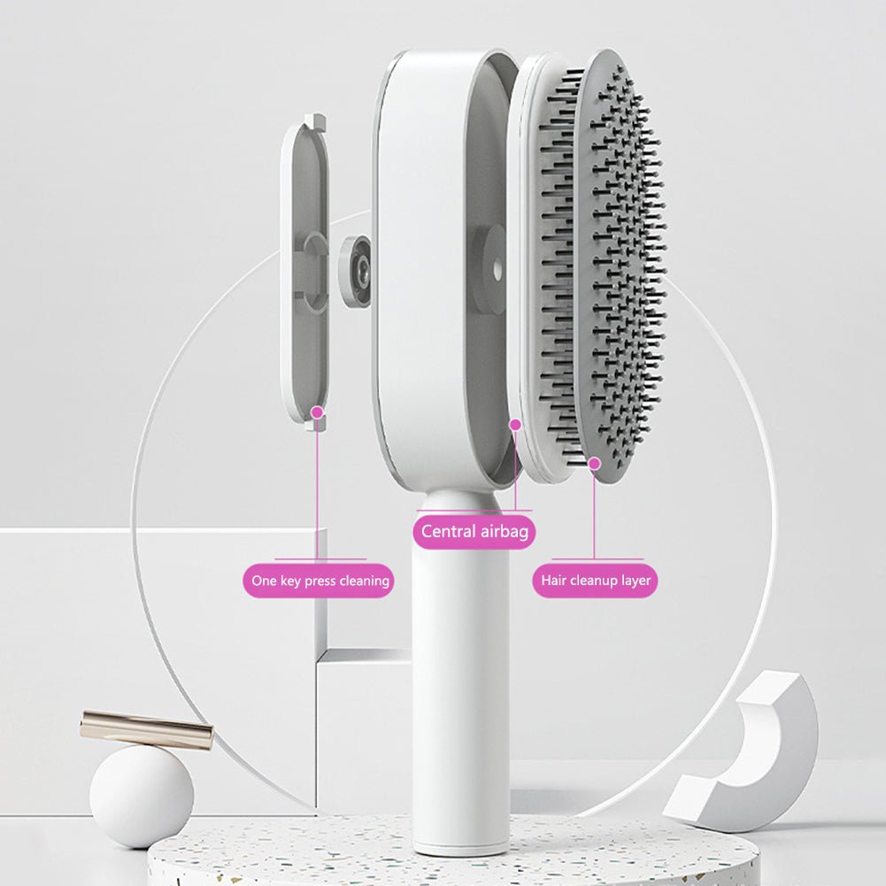 Self Cleaning Hair Brush For Women One-key Cleaning Hair Loss Airbag Massage Scalp Comb Anti-Static Hairbrush - Healing Shop