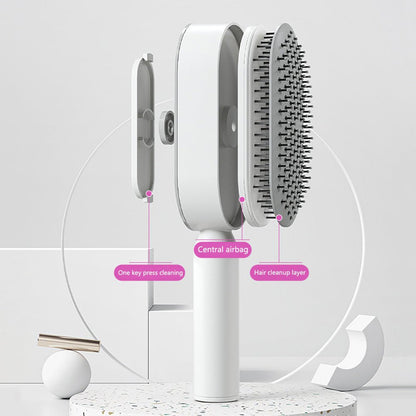 Self Cleaning Hair Brush For Women One-key Cleaning Hair Loss Airbag Massage Scalp Comb Anti-Static Hairbrush - Healing Shop