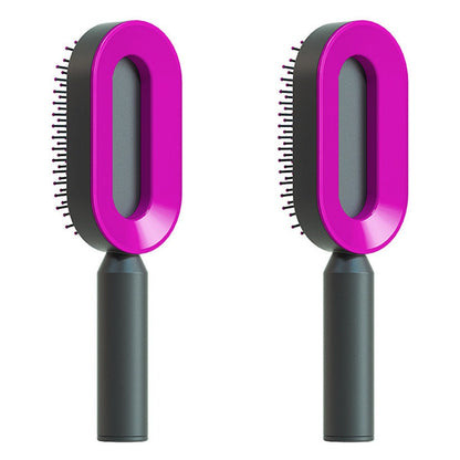 Self Cleaning Hair Brush For Women One-key Cleaning Hair Loss Airbag Massage Scalp Comb Anti-Static Hairbrush - Healing Shop