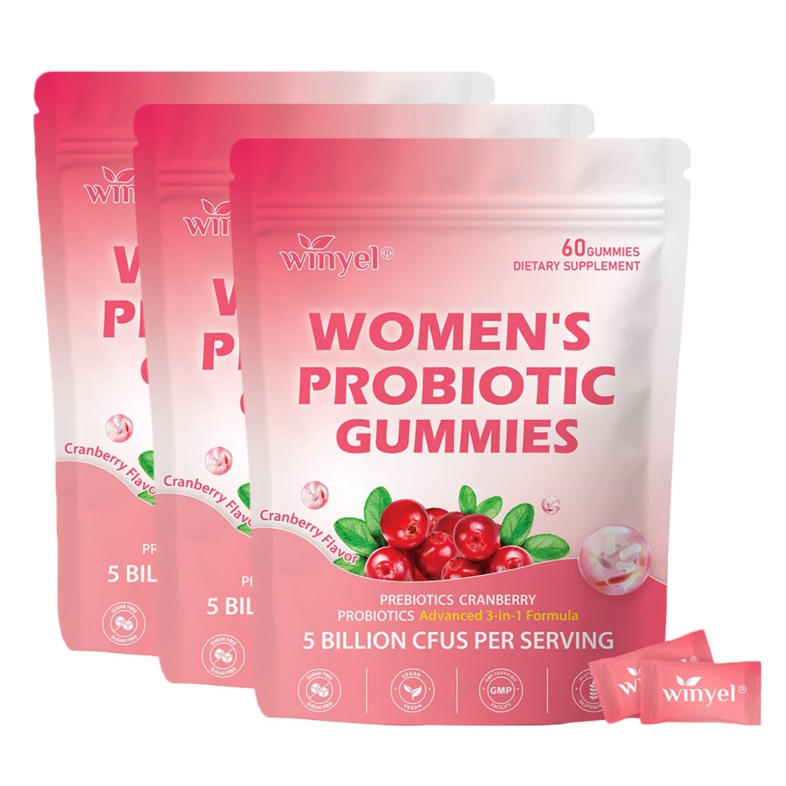 Cranberry Probiotic Gummies Targets Body Odor, Women's Health, And PH Balance Vegan 60 Gummies Per Pack - Healing Shop