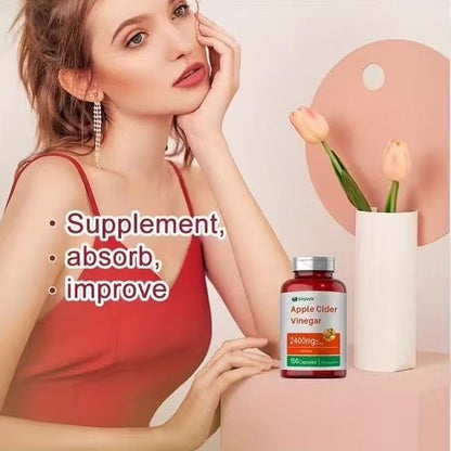 Apple Cider Vinegar Capsules 2400mg - 150 Capsules, Gluten-Free, Digestion & Weight Management Support - Healing Shop