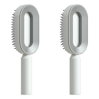 Self Cleaning Hair Brush For Women One-key Cleaning Hair Loss Airbag Massage Scalp Comb Anti-Static Hairbrush - Healing Shop