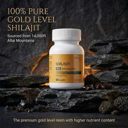 Shilajit Extract 550mg With Ashwagandha For Men And Women Energy, Stamina & Vitality Support And More, 60 Capsules - Healing Shop