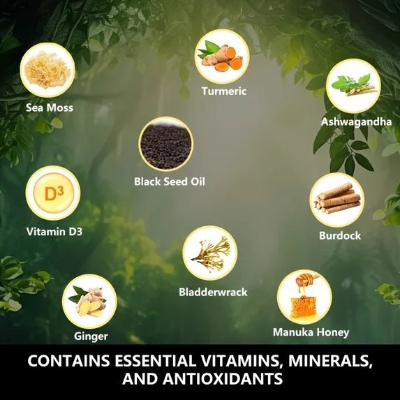 15-in-1 Sea Moss & 8-in-1 Shilajit Ashwagandha Supplement Bundle Energy Mood Support 60 Capsules Each - Healing Shop