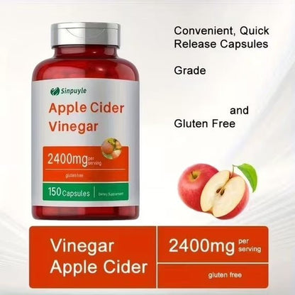 Apple Cider Vinegar Capsules 2400mg - 150 Capsules, Gluten-Free, Digestion & Weight Management Support - Healing Shop